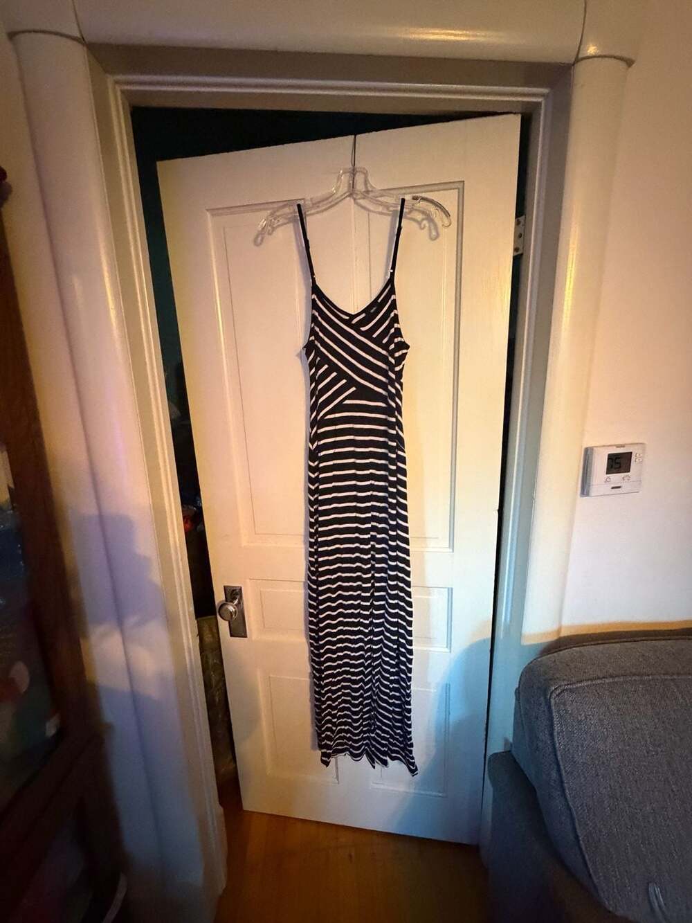 Mossimo Black and White Striped Spaghetti Strap Maxi Dress